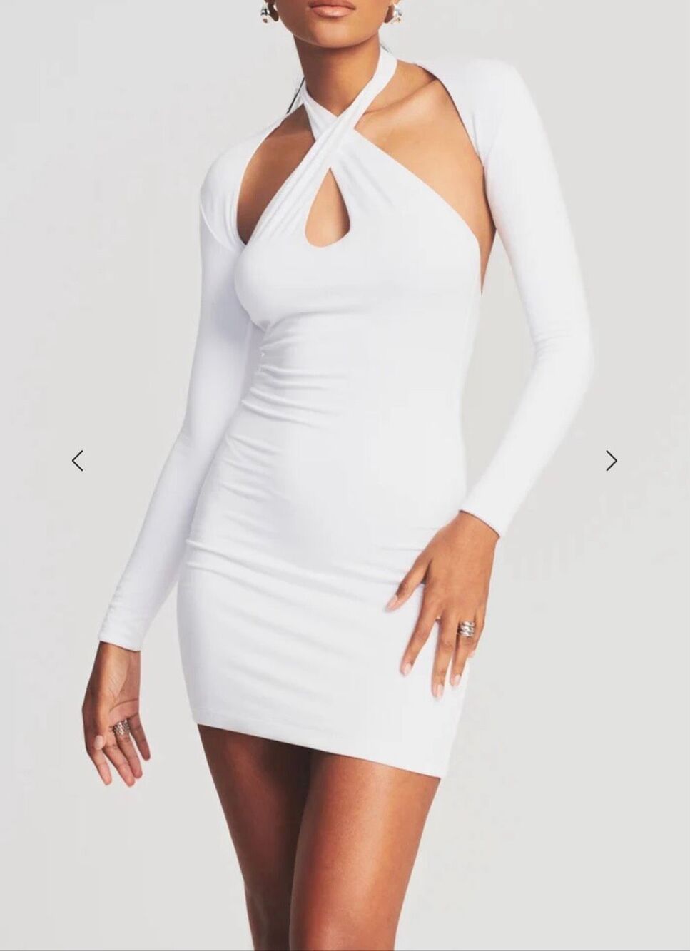 NWT SER.O.YA Lana White Halter Bodycon Mini Dress Shrug 2 Piece Set XL